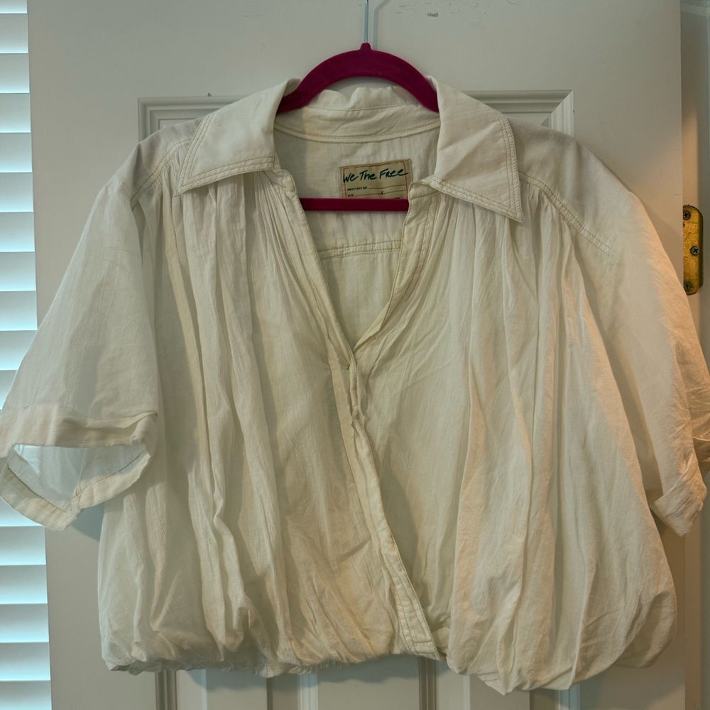 Free People white cropped Blouse